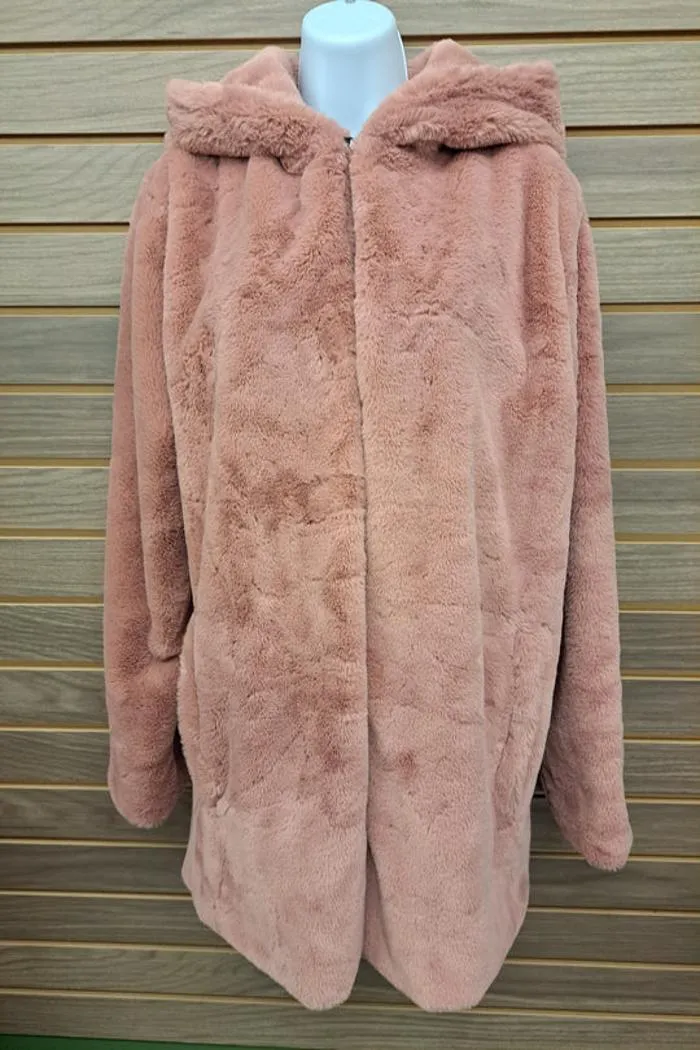 Pink Velour Jacket Hooks To Close Pockets