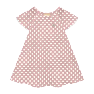 Pink White Polka Dot Flutter Dress