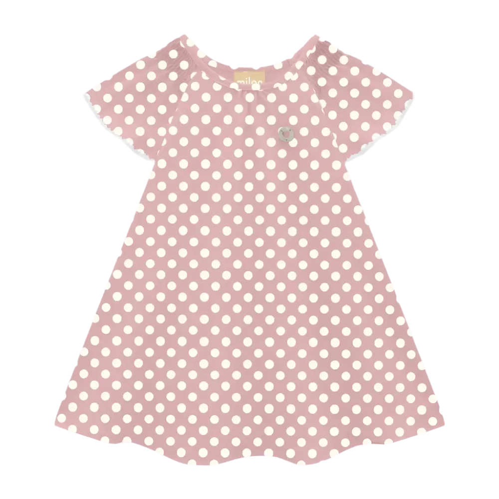 Pink White Polka Dot Flutter Dress