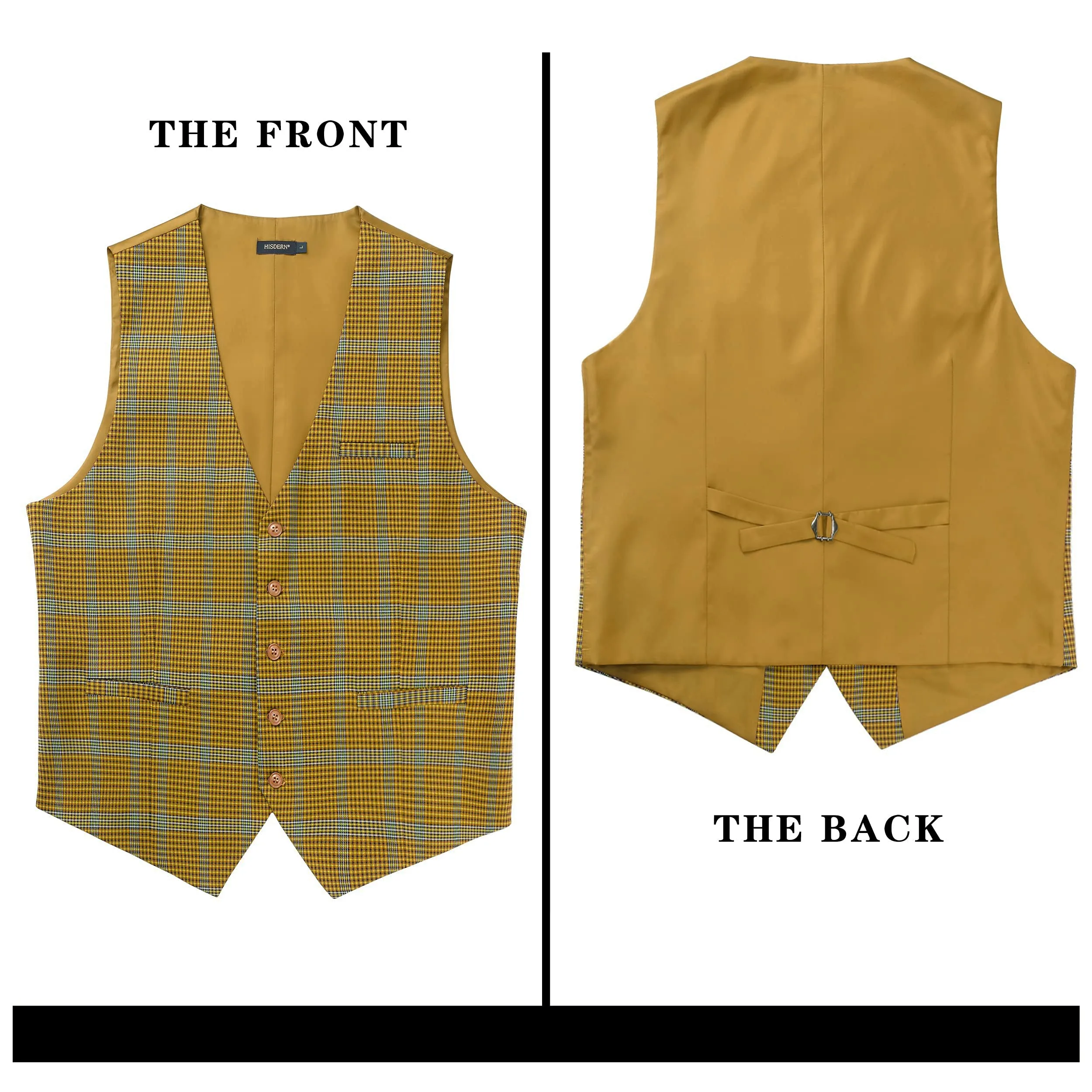 Plaid Slim Suit Vest - A9-YELLOW