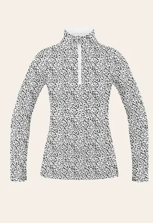 Poivre Blanc Base Layer Top in Black and White Jaguar Print