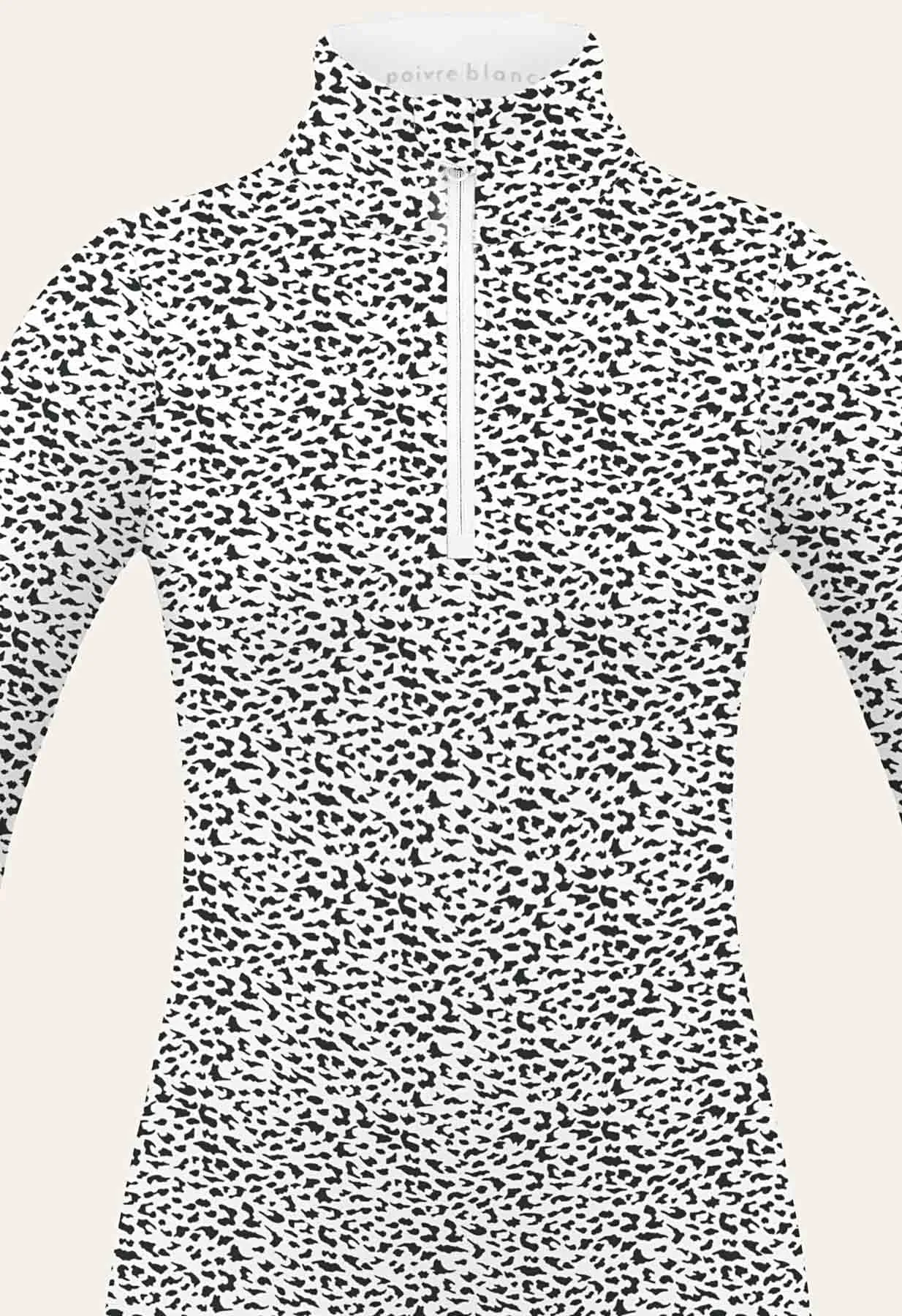 Poivre Blanc Base Layer Top in Black and White Jaguar Print