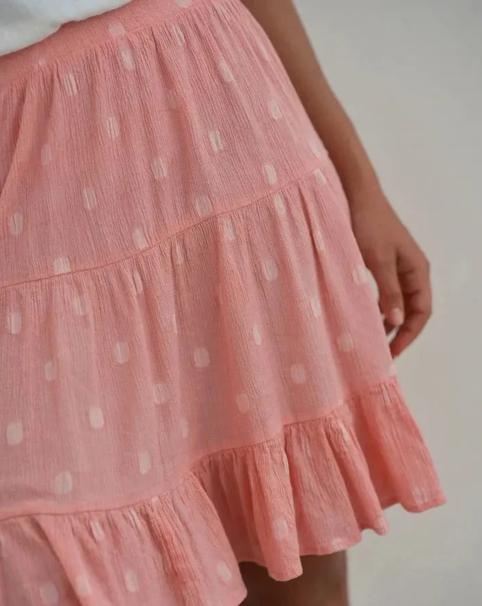 Polly Skirt in Pink Dot