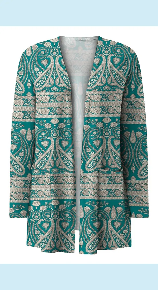 Printed Stylish Outerwear Long Sleeve Cardigan