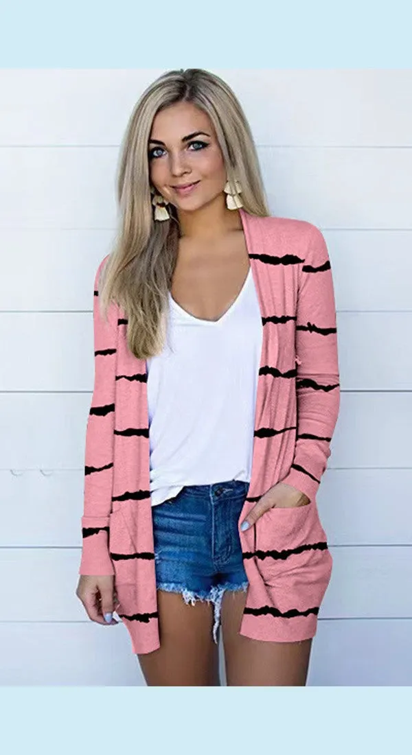 Printed Stylish Outerwear Long Sleeve Cardigan