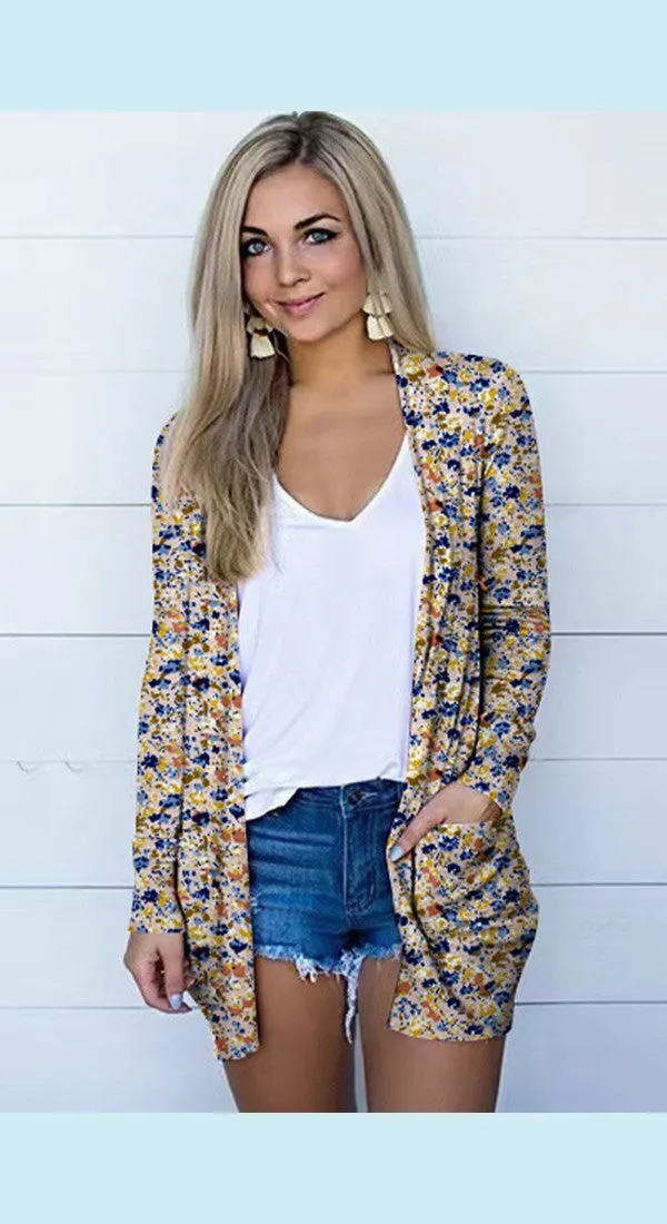 Printed Stylish Outerwear Long Sleeve Cardigan