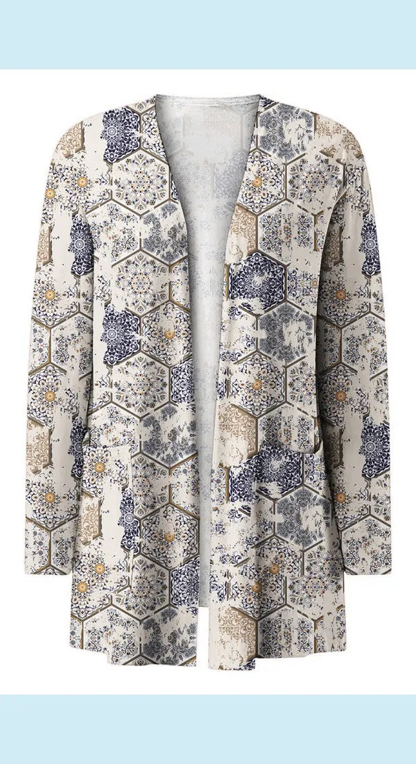 Printed Stylish Outerwear Long Sleeve Cardigan