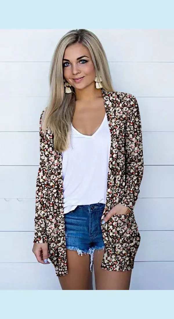 Printed Stylish Outerwear Long Sleeve Cardigan