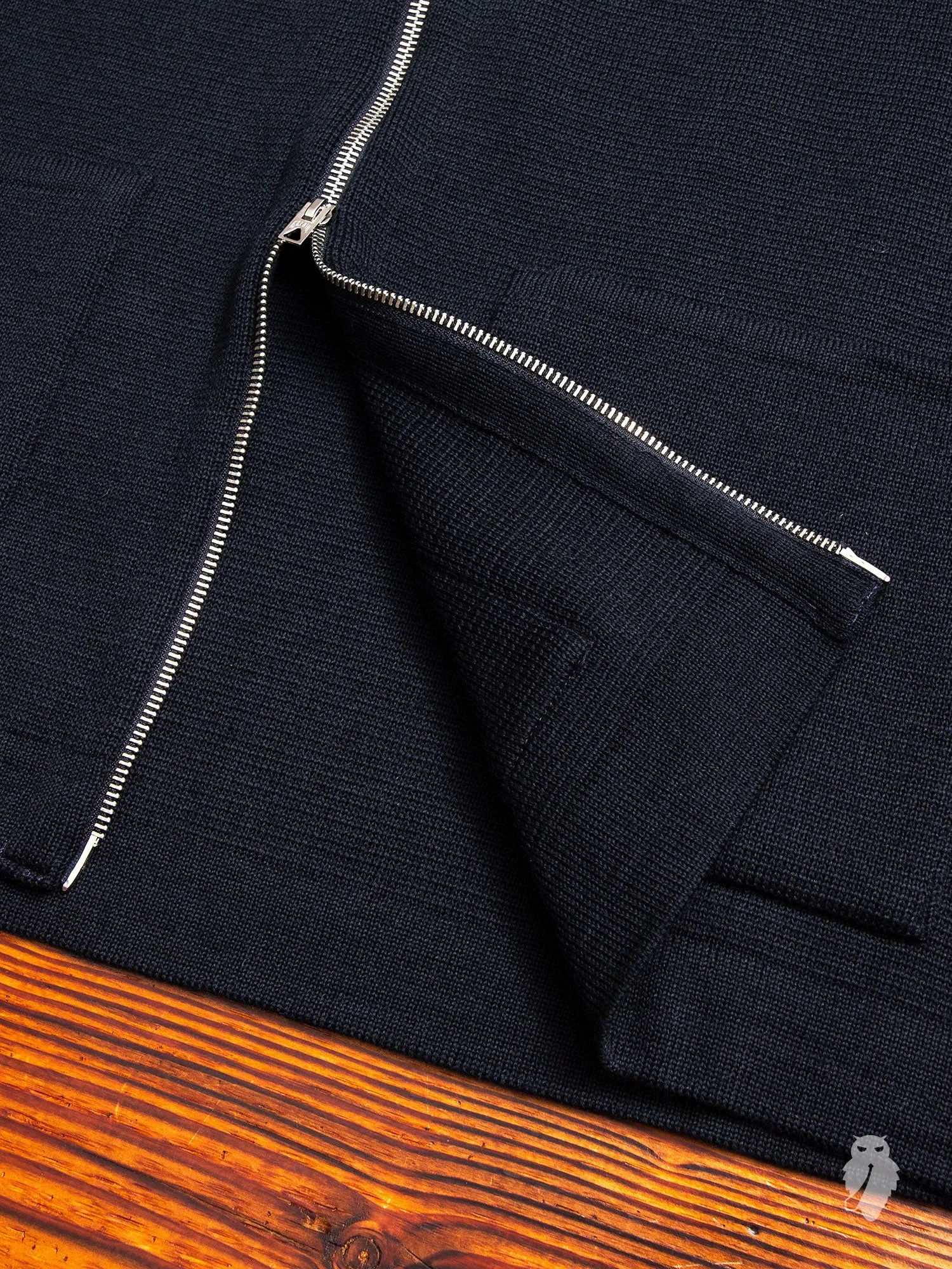 "Roscoff" Shawl Zip Sweater in Navy