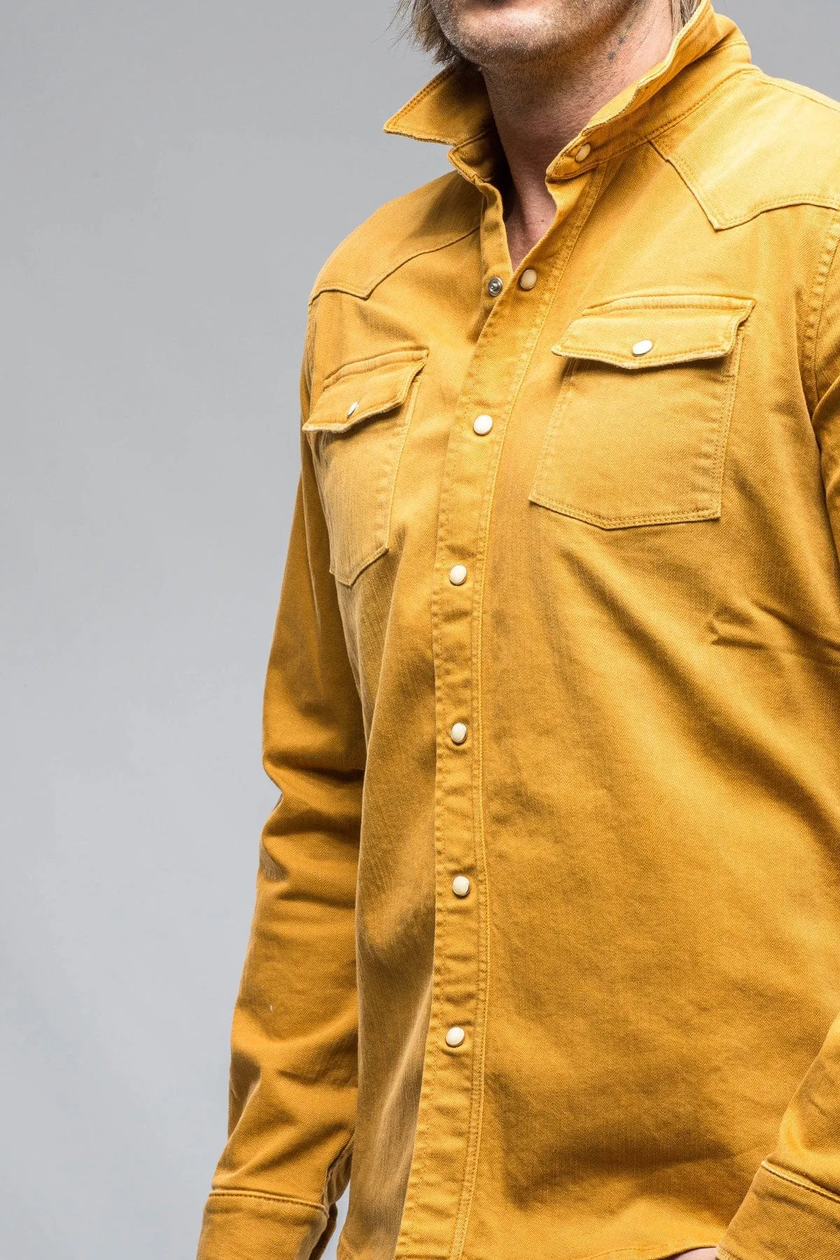 Ranger Colored Denim Snap Shirt In Curcuma