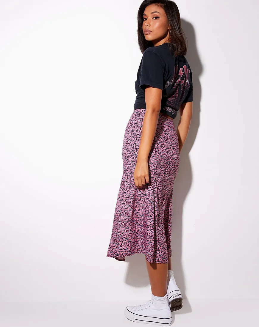 Sanya Midi Skirt in Floral Fun Pink