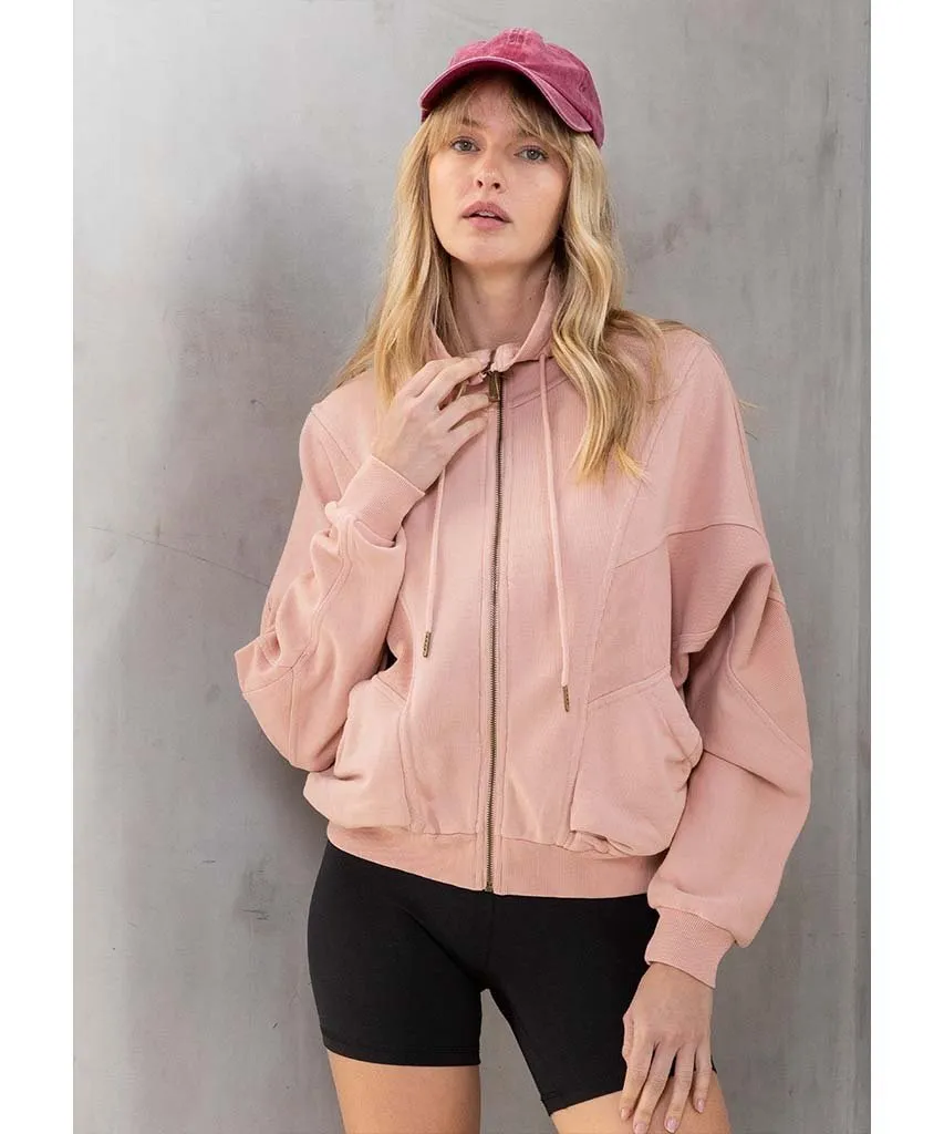 Saturdays Zip-Up Sweatshirt Dirty Pink