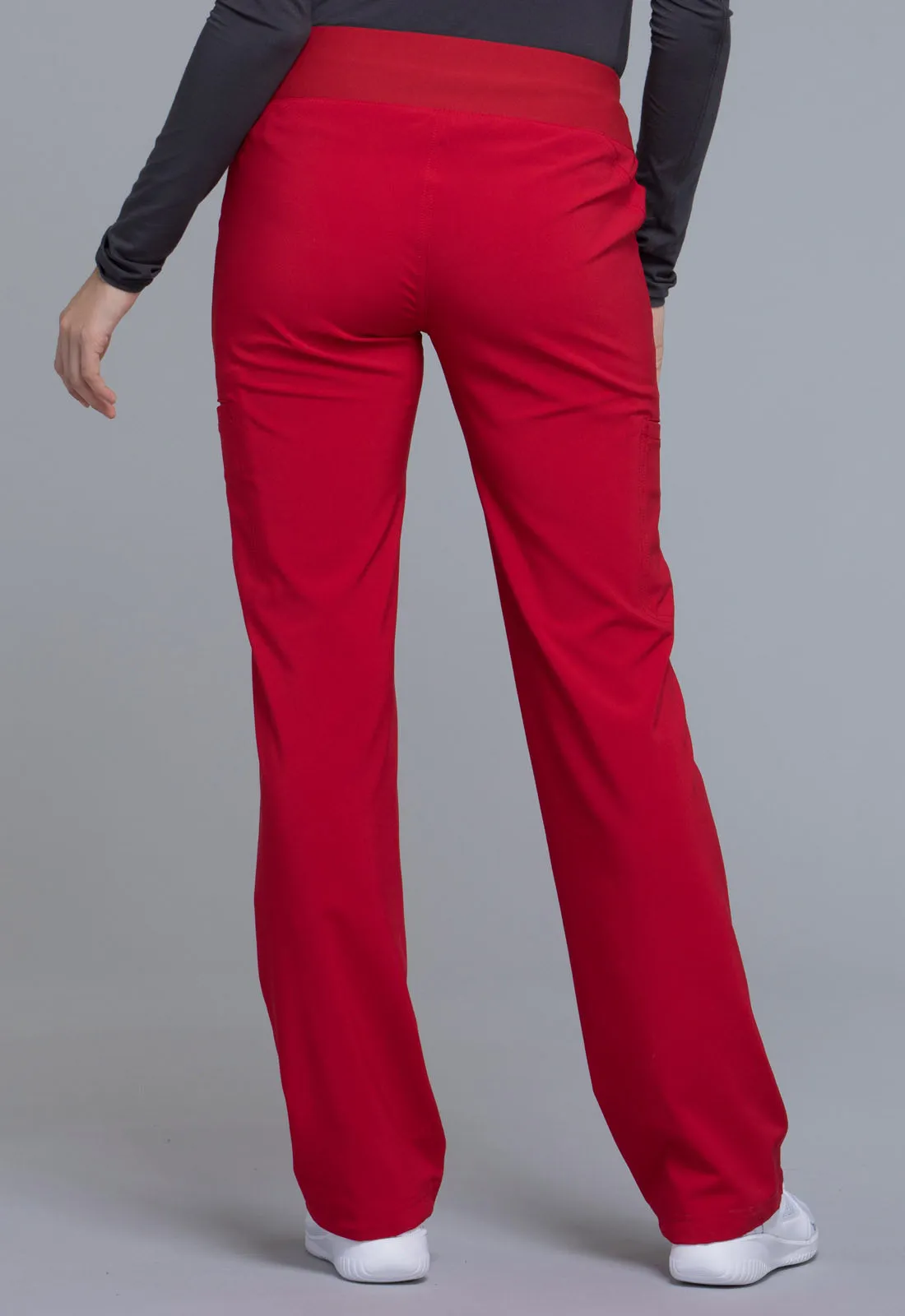 Scrub Pants - Cherokee Women's iFlex Mid Rise Straight Leg Pull-on Pant - Red, CK002