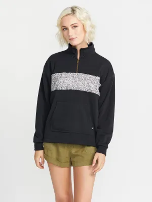 Stone Stacked Mock Neck Pullover Sweatshirt - Black Out