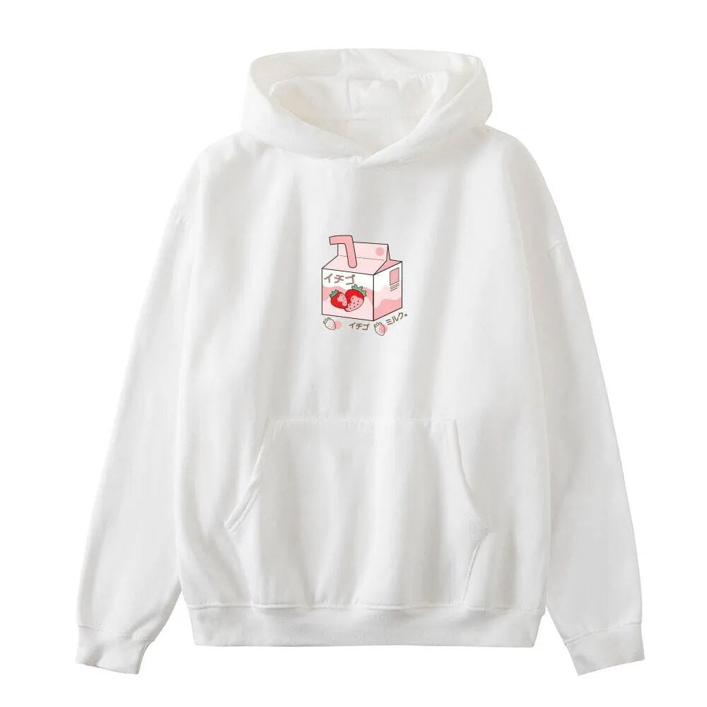 Strawberry Milk Box Oversized Soft Hoodies