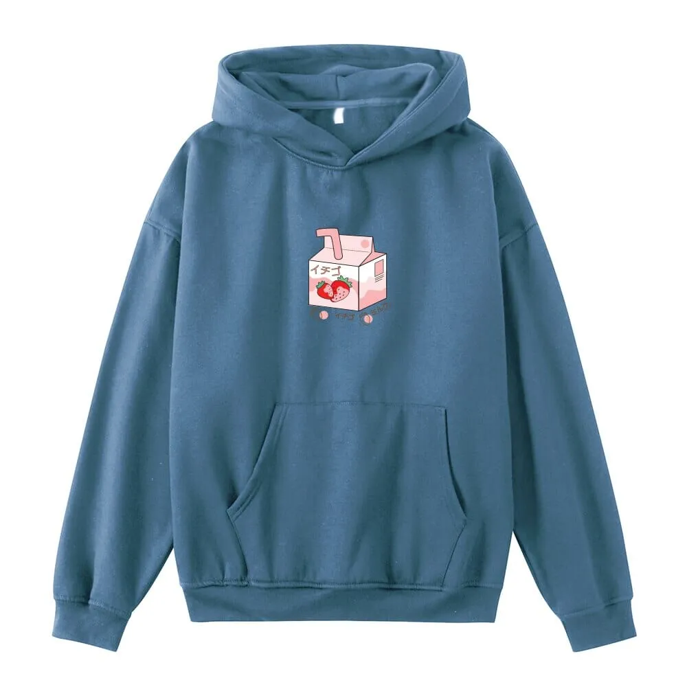 Strawberry Milk Box Oversized Soft Hoodies