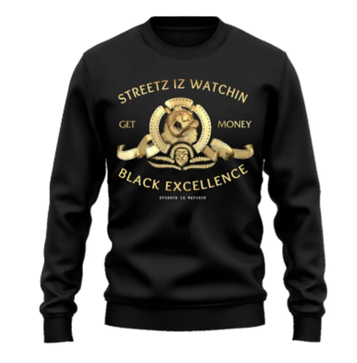 Streetz iz Watchin Men's Premium Crew Neck Fleece Lion Sweatshirt