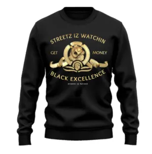 Streetz iz Watchin Men's Premium Crew Neck Fleece Lion Sweatshirt