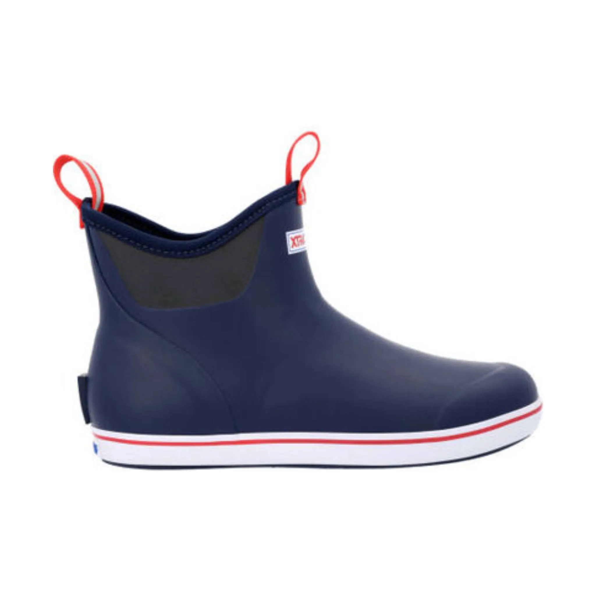 Xtratuf Men's 6 Inch Ankle Deck Rain Boot - Navy/Red